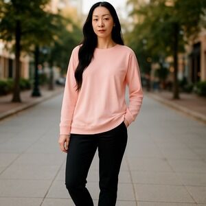Pure Jill Everyday Relaxed Fit Long Sleeve Pockets Comfy Casual Top Peach M Pima